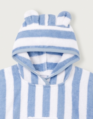 Organic Cotton Blue Stripe Towelling Hoodie 