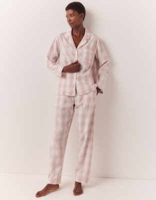 Organic Cotton Blurred Check Pajama Bottoms, Pajamas