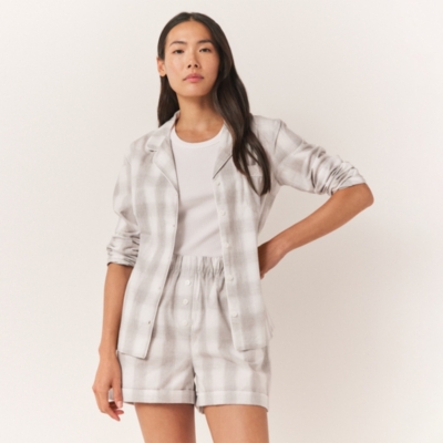 Organic Cotton Blurred Check Pyjama Long Shorts