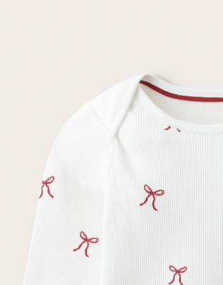 Organic Cotton Bow & Stripe Pyjamas (0-24mnths)