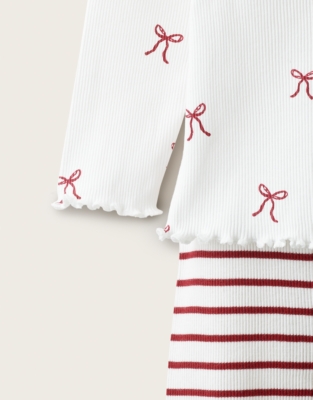 Organic Cotton Bow & Stripe Pyjamas (0-24mnths)