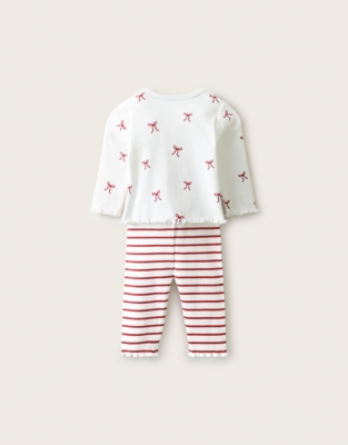 Organic Cotton Bow & Stripe Pyjamas (0-24mnths)