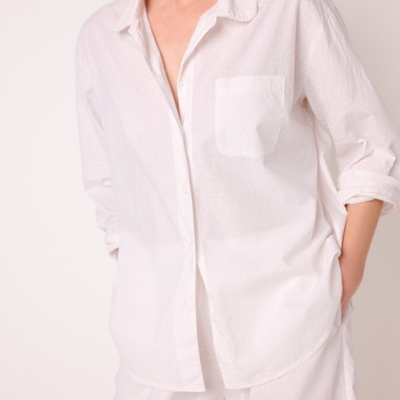 Organic Cotton Boxy Button Through Jacquard Shortie Pajama Set
