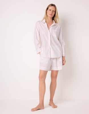 Organic Cotton Boxy Button Through Jacquard Shortie Pyjama Set