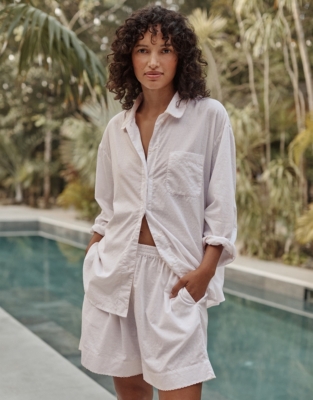 Organic Cotton Boxy Button Through Jacquard Shortie Pyjama Set