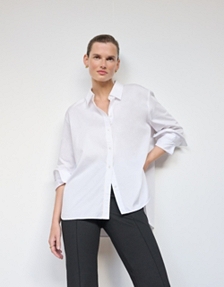 Organic Cotton Boyfriend Shirt With Silk Piping