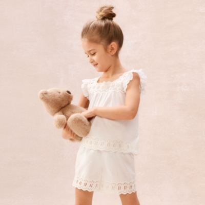Organic Cotton Broderie Flutter Sleeve Shortie Pyjamas (2–12yrs)