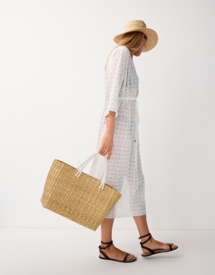 Organic Cotton Broderie Midi Beach Cover Up