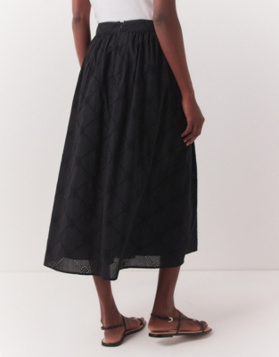 Organic Cotton Broderie Midi Skirt