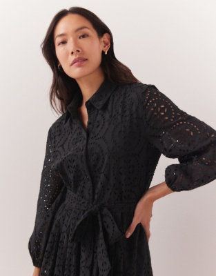 Organic Cotton Broderie Shirt Dress