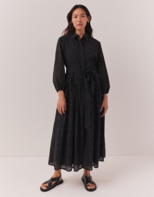 Organic Cotton Broderie Shirt Dress