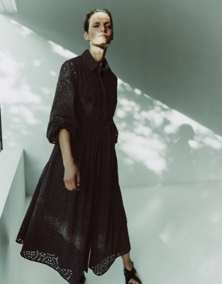 Organic Cotton Broderie Shirt Dress