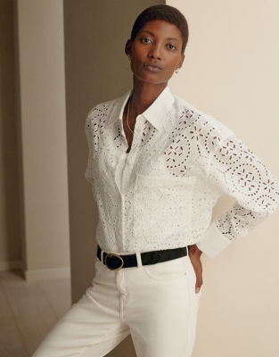 White hot sale broderie shirt