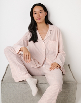 Organic Cotton Brushed Jersey Stripe Classic Pyjama Set