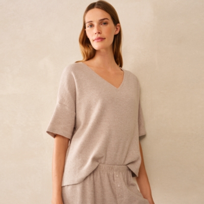 Organic Cotton Brushed Waffle V-Neck Pyjama Set