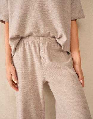 Organic Cotton Brushed Waffle V-Neck Pyjama Set