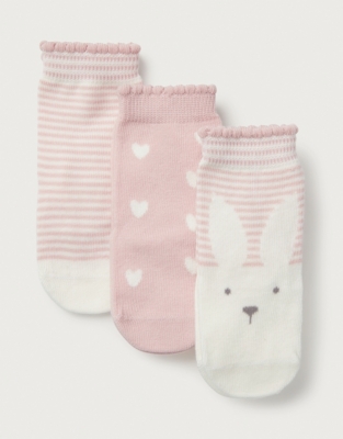 Organic Cotton Bunny & Heart Socks – Set of 3 (0–6yrs)