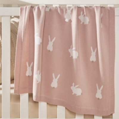 Organic Cotton Bunny Intarsia Baby Blanket