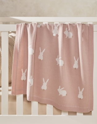 Organic Cotton Bunny Intarsia Baby Blanket Baby Blankets The