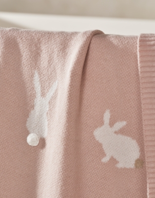 Organic Cotton Bunny Intarsia Baby Blanket