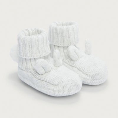 Organic Cotton Bunny Knitted Pom Pom Booties