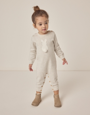 Organic Cotton Bunny Pom-Pom Knitted Romper (0–24mths)