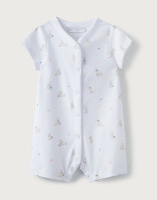 Organic-Cotton Bunny-Print Shortie Sleepsuit | Baby & Children's Sale ...