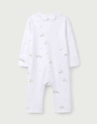 Organic Cotton Bunny Tea Party Scallop Collar Sleepsuit (0–24mths)