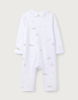 Organic Cotton Bunny Tea Party Scallop Collar Sleepsuit (0–9mths)