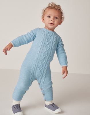 Organic Cotton Cable Knitted Romper (0–24mths)