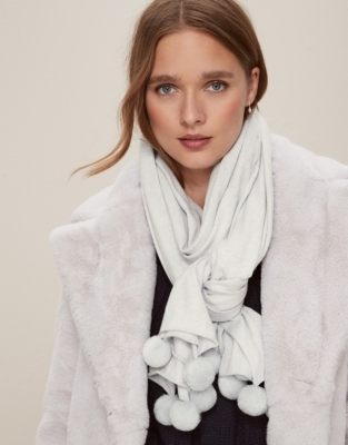 Organic Cotton Cashmere Pom-Pom Scarf | Hats, Scarves & Gloves | The ...