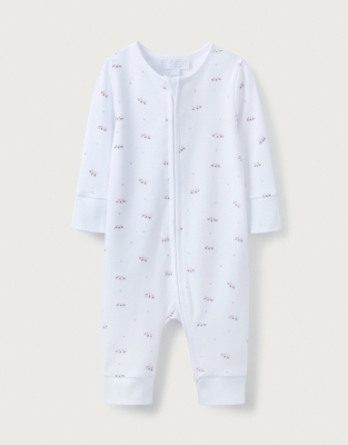 Organic-Cotton Cat-Print Zip Sleepsuit | Baby Sale | The White Company US