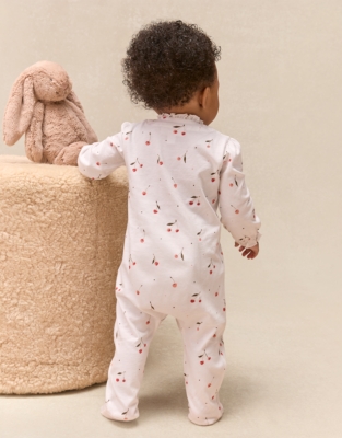 Organic Cotton Cherry Frill Wrap Sleepsuit (0–24mths)