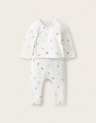 Organic-Cotton Christmas Icons Wrap Pyjamas (0–2yrs)