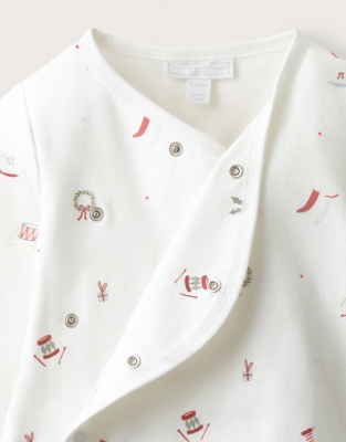 Organic-Cotton Christmas Icons Wrap Pyjamas (0–2yrs)