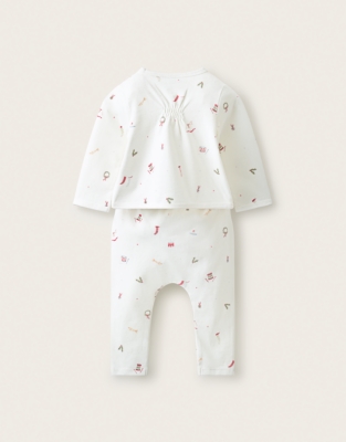 Organic-Cotton Christmas Icons Wrap Pyjamas (0–2yrs)