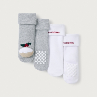 Organic Cotton Christmas Pudding Rattle Socks (0–24mths)