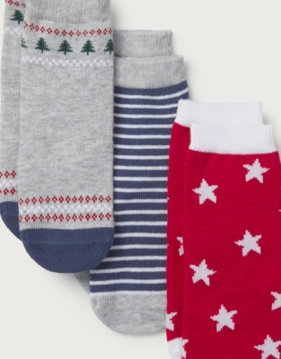 Organic Cotton Christmas Tree & Star Socks – Set of 3 (0–6yrs)