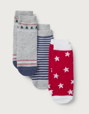 Organic Cotton Christmas Tree & Star Socks – Set of 3 (0–6yrs)