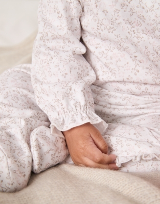 Organic Cotton Clementine Floral Frill Wrap Sleepsuit (0–24mths)