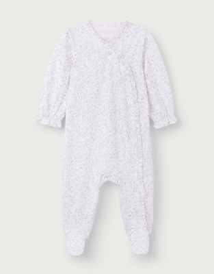 Organic Cotton Clementine Floral Frill Wrap Sleepsuit (0–24mths)