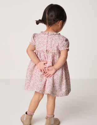 Organic Cotton Clementine Floral Hand Smocked Dress (0–4yrs)