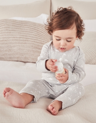 Organic Cotton Cloud & Star Envelope Neck Sleepsuit (0–24mths)