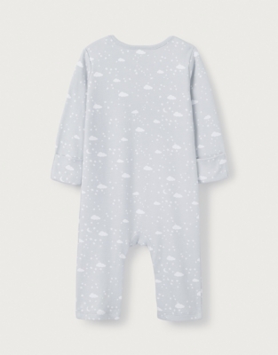 Organic Cotton Cloud & Star Envelope Neck Sleepsuit (0–24mths)