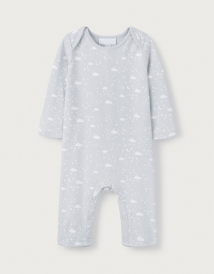 Organic Cotton Cloud & Star Envelope Neck Sleepsuit (0–24mths)