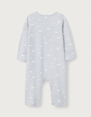 Organic Cotton Cloud & Star Envelope Neck Sleepsuit (0–9mths)