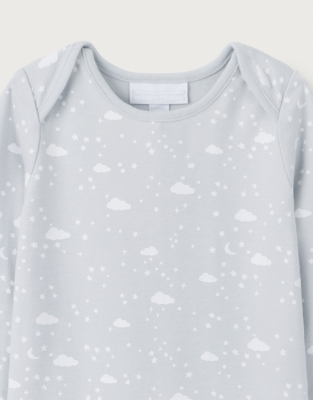 Organic Cotton Cloud & Star Envelope Neck Sleepsuit (0–9mths)