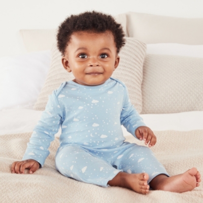 Organic Cotton Cloud Print Sleepsuit (0–24mths)