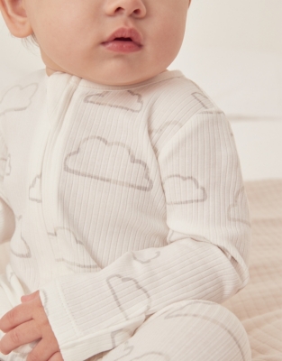 Organic Cotton Cloud Rib Zip Sleepsuit (0–24mths)