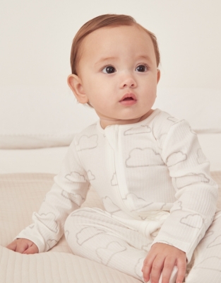 Organic Cotton Cloud Rib Zip Sleepsuit (0–24mths)